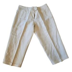 Larry Levine Petite Beige Linen Capri Dress Pants Trousers Size 12P